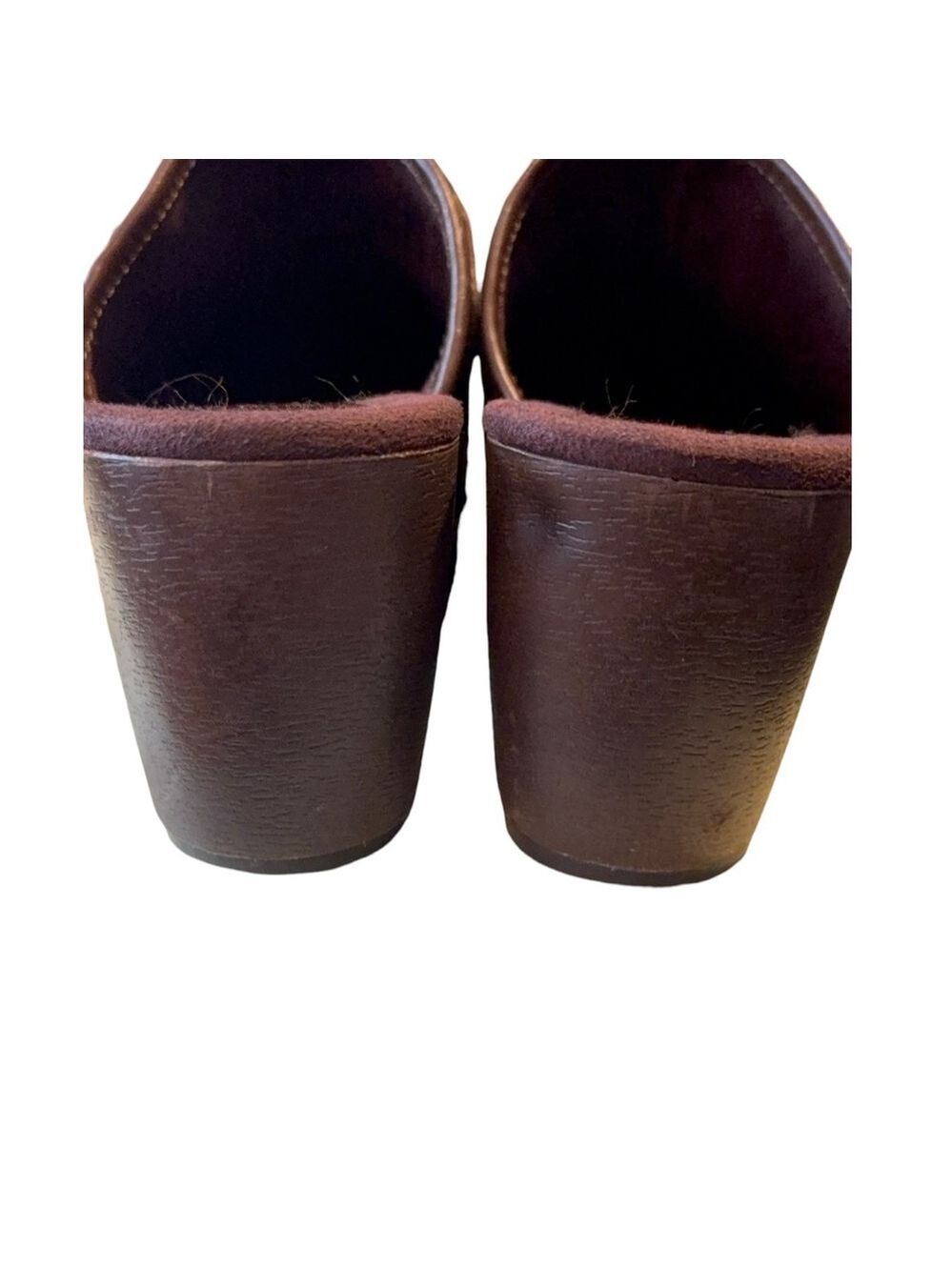 Bongo Brown Leather Platform Clog Mules Chain Detail Size 8 - Picture 4 of 8